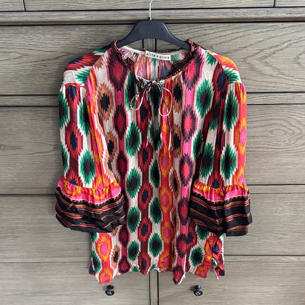 Alice + Olivia Colorful Geometric Blouse